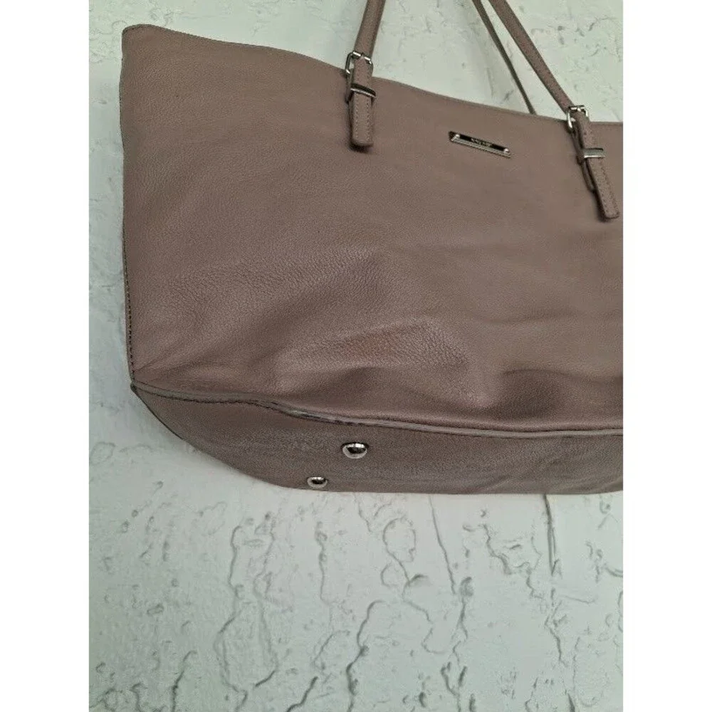 Nine West Tote Bag Pebbled Faux Leather Taupe Beige Shoulder Handbag Large Purse